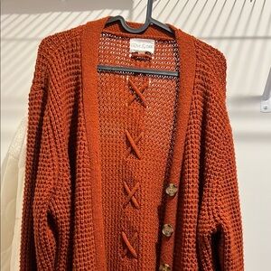 Olive & Oak Women's Rust Sweater Long Cardigan